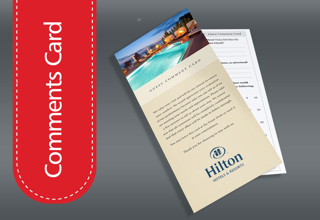 Hotel Comments Card printing Padstow
