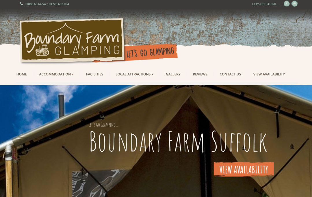Boundary Farm Glamping Website Design