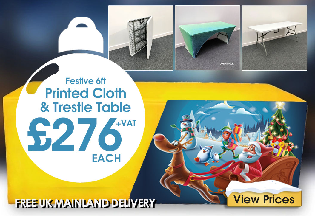 Christmas trestle table Printing London