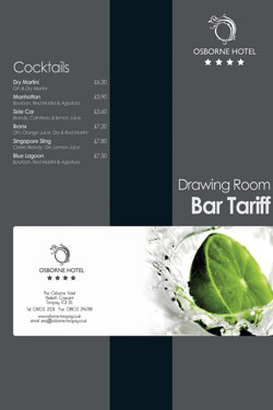 A4 Folded Bar Menus