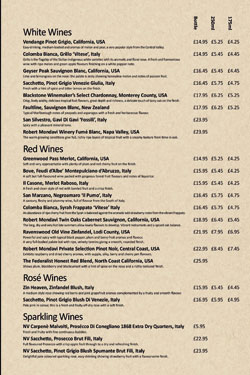 A4 Bar Menus 