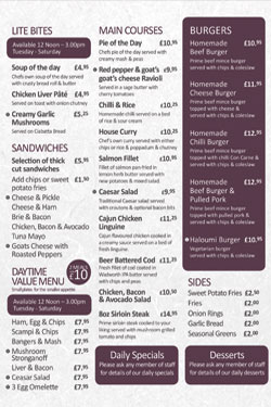 A3 Restaurant half fold menus