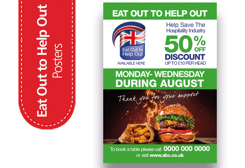 Eat Out to Help Out Burger Restaurant Poster printing