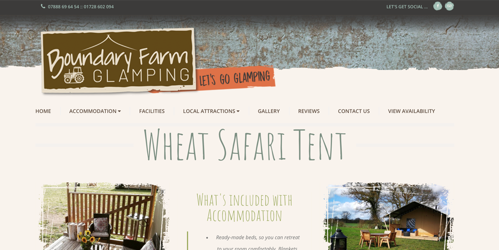 Boundary Farm Glamping Website Design