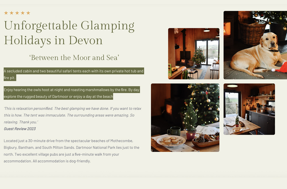 Glamping Website Developer