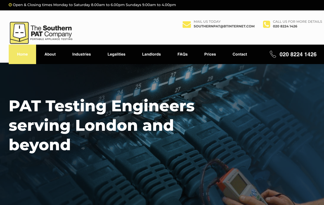 PAT Testing Website Design