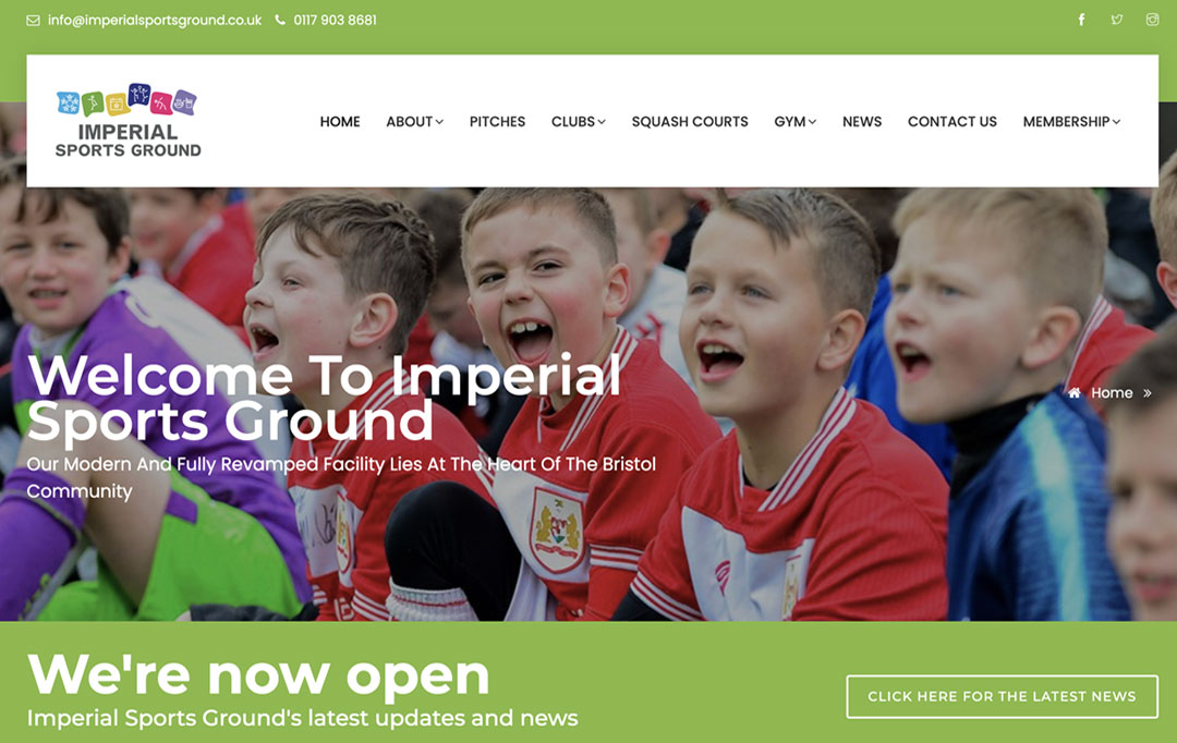Imperial Sports Ground Bristol Website Design